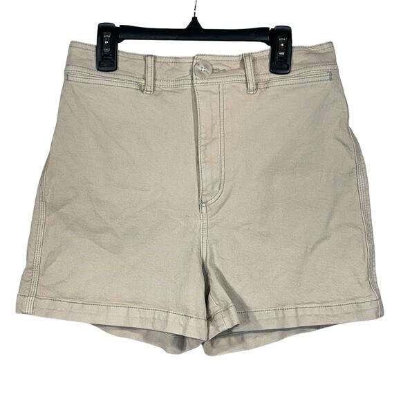 LOFT SZ 25/0 Jean Shorts Stretch Hi-Rise Pockets Zip-Fly Beige - Picture 1 of 5